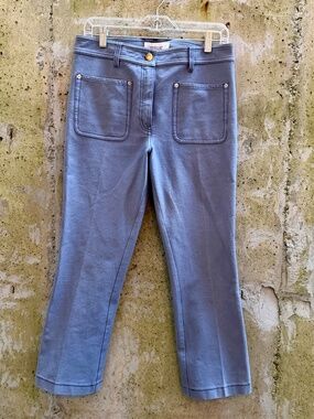 DEREK LAM 10 Crosby Cropped Flare Trousers With Patch Front Pockets, Blue / Gray